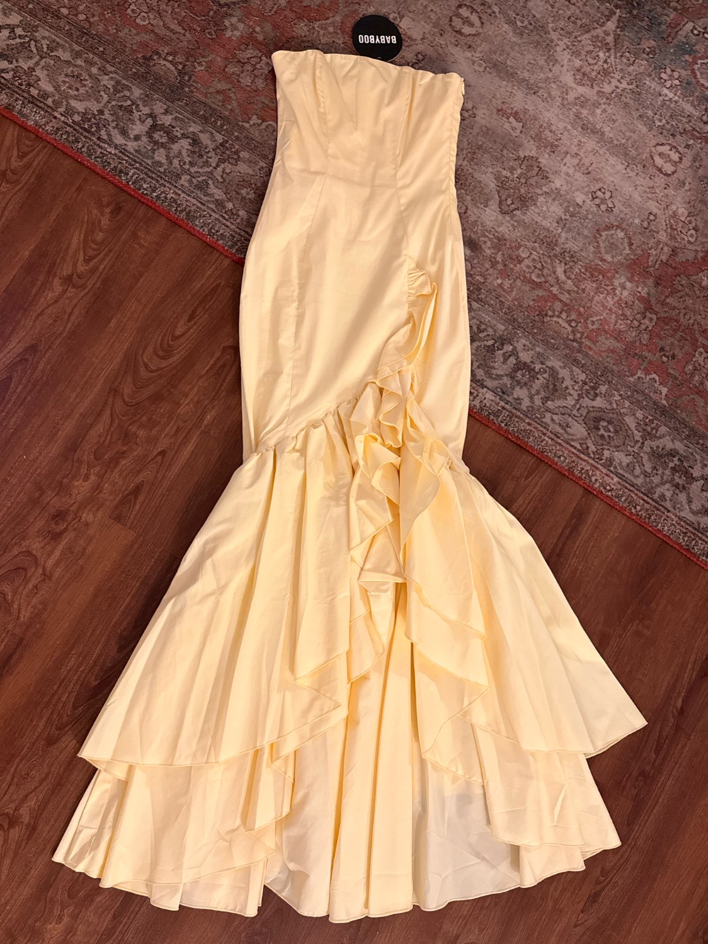 Strapless Yellow Ruffle Mermaid Dress